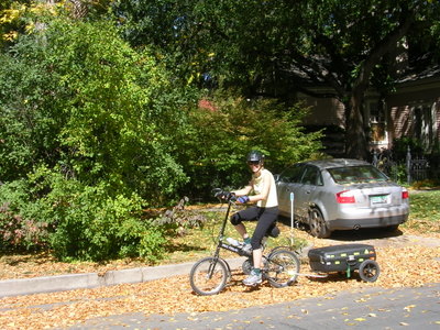 Terry Crunching Fall Leaves.